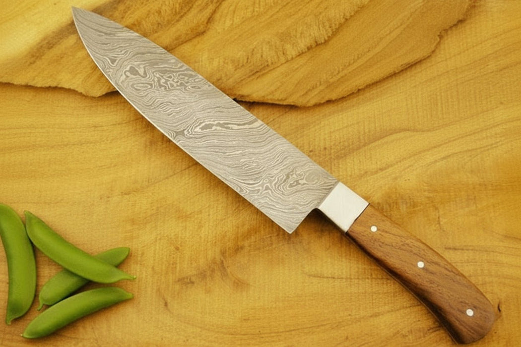 Custom Damascus Steel Kitchen Knife Set, 5-Piece Collection with Rosewood Handles