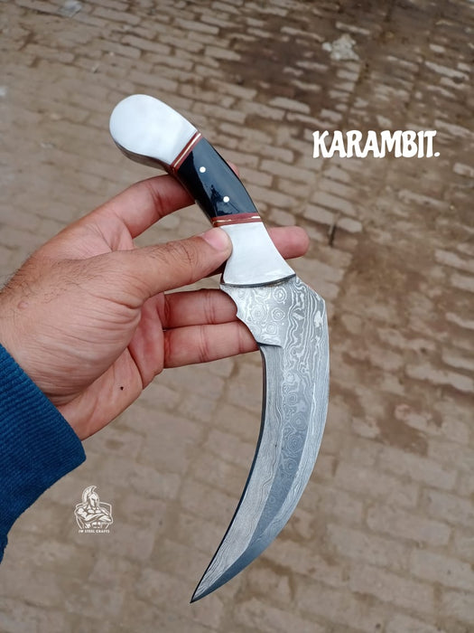 Karambit Knife with Black horn and Stainless steel handle.
