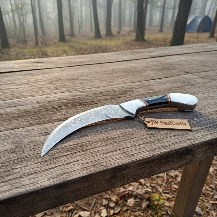 Karambit Knife with Black horn and Stainless steel handle.