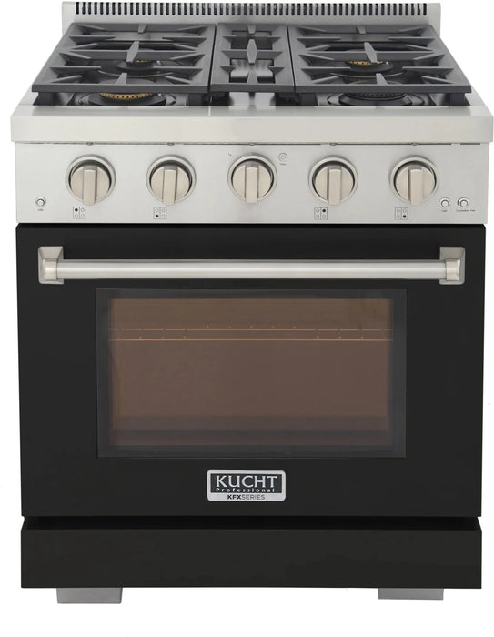 Kucht 30" Freestanding Professional Gas Range Liquid Propane KFX3000X/LP-BK