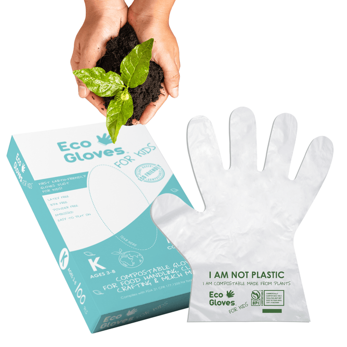 Kids Youth-Size Compostable Disposable Gloves - Clear (100 gloves/box)