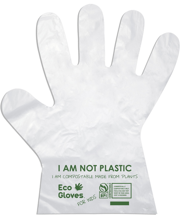 Kids Youth-Size Compostable Disposable Gloves - Clear (2,400 Gloves/Case)