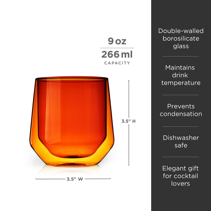 Aurora Double-Walled Tumblers in Amber Set of 2