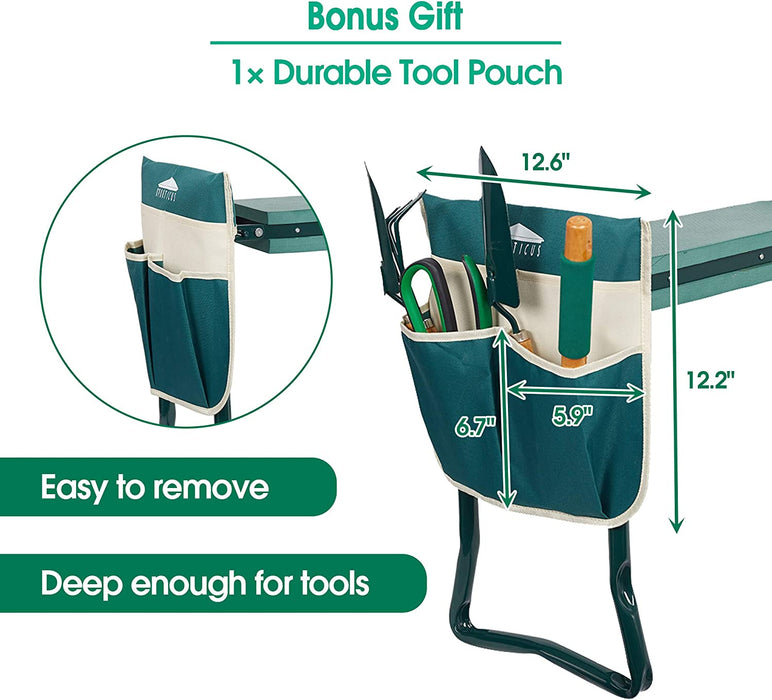 Garden Kneeler and Seat Heavy Duty Gardening Stool with Tool Bag & EVA Kneeling Pad