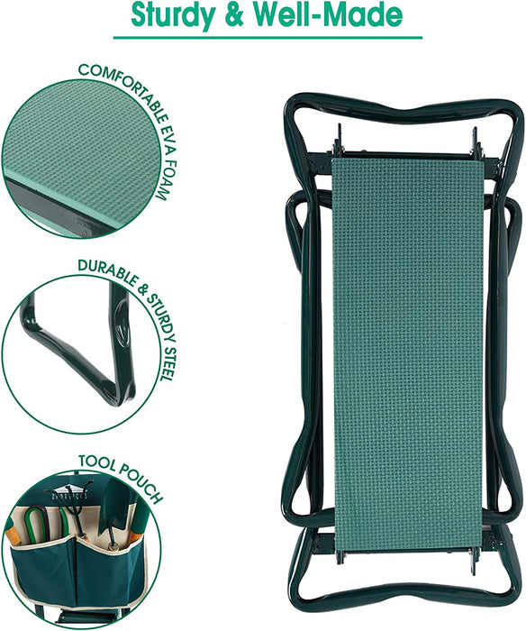 Garden Kneeler and Seat Heavy Duty Gardening Stool with Tool Bag & EVA Kneeling Pad