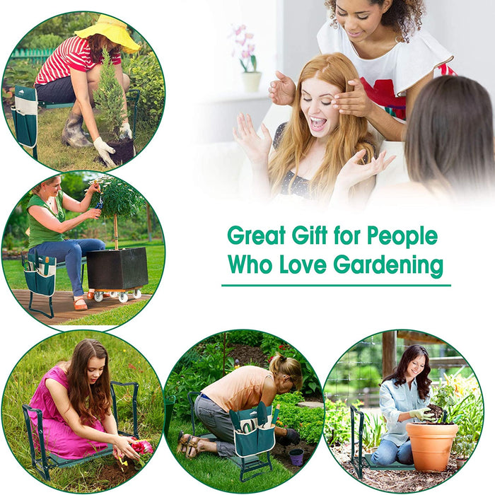 Garden Kneeler and Seat Heavy Duty Gardening Stool with Tool Bag & EVA Kneeling Pad