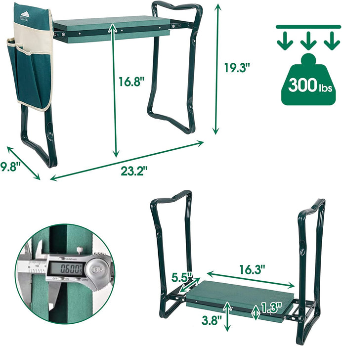 Garden Kneeler and Seat Heavy Duty Gardening Stool with Tool Bag & EVA Kneeling Pad