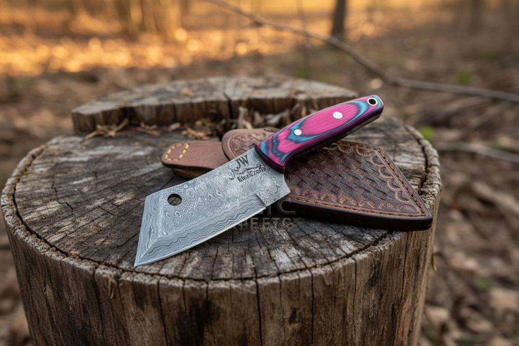 Ko-Bunka Knife Damascus Steel, Reverse Tanto