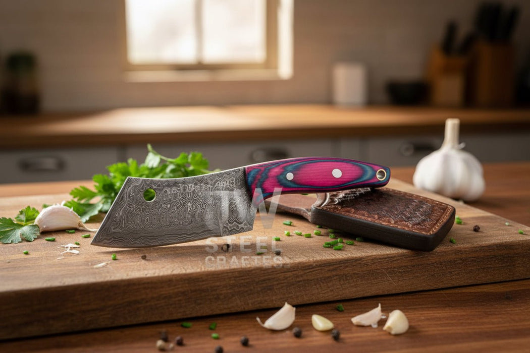 Ko-Bunka Knife Damascus Steel, Reverse Tanto
