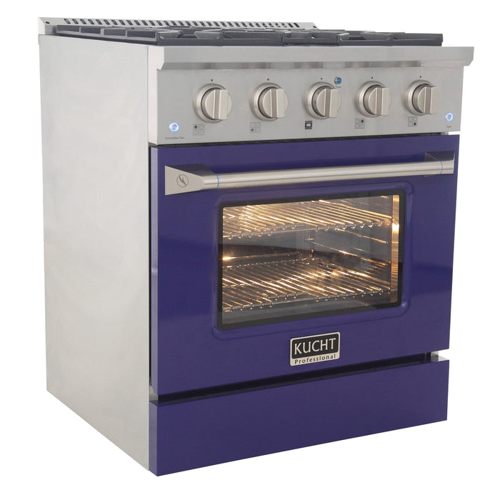 Kucht 30" Gas Range in Stainless Steel with Blue Oven Door, KNG301-B