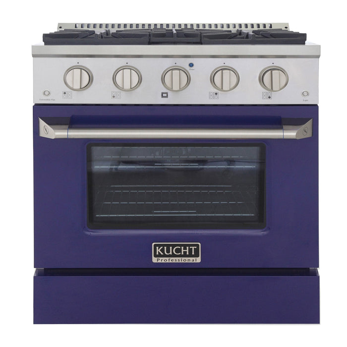 Kucht 30" Gas Range in Stainless Steel with Blue Oven Door, KNG301-B