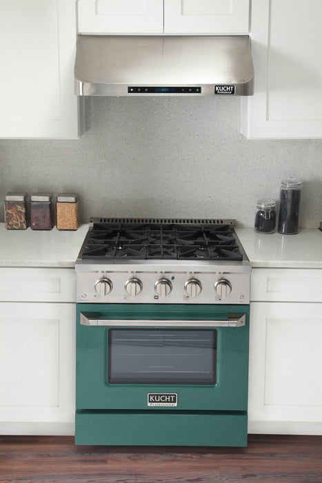 Kucht 30" Gas Range in Stainless Steel with Green Oven Door, KNG301-G