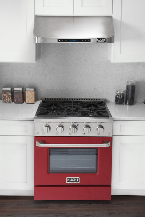 Kucht 30" Gas Range in Stainless Steel with Red Oven Door, KNG301-R