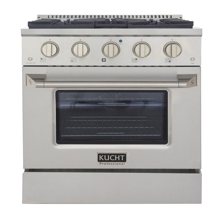 Kucht 30" Gas Range in Stainless Steel with Silver Oven Door, KNG301-S
