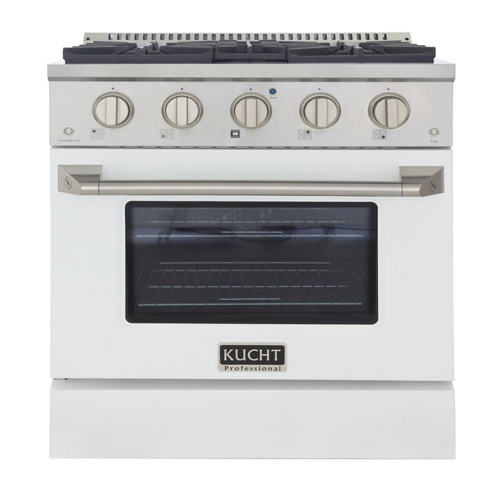 Kucht 30" Gas Range in Stainless Steel with White Oven Door, KNG301-W