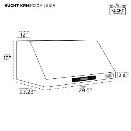 Kucht 30” Professional Stainless Steel, Under Cabinet Hood, KRH3020A