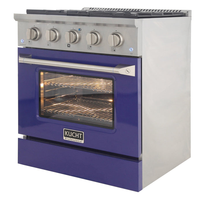 Kucht 30" Propane Range, Stainless Steel, Blue Oven Door, KNG301/LP-B