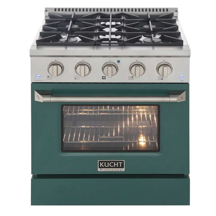 Kucht 30" Propane Range, Stainless Steel, Green Oven Door, KNG301/LP-G