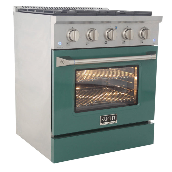 Kucht 30" Propane Range, Stainless Steel, Green Oven Door, KNG301/LP-G