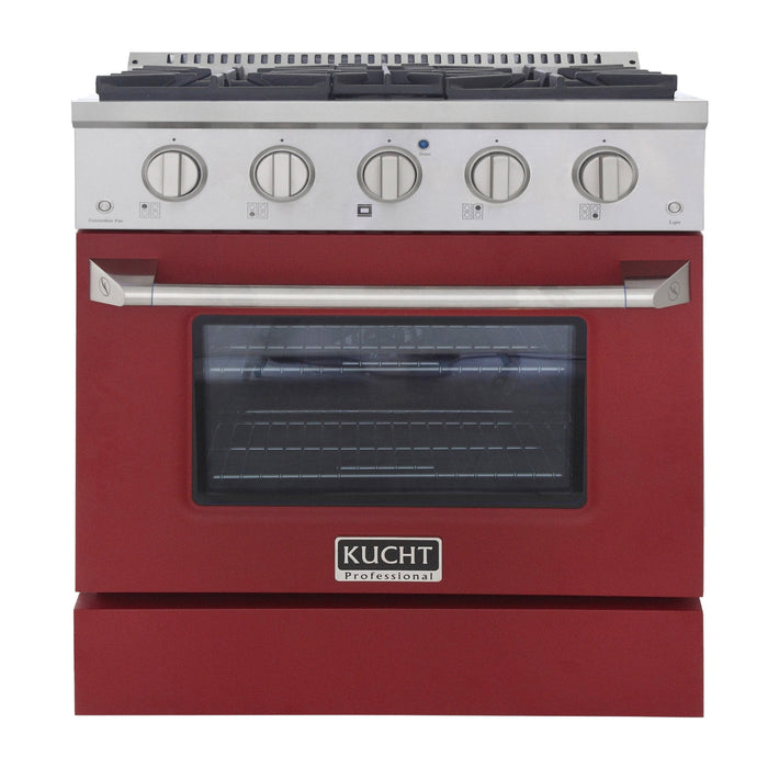 Kucht 30" Propane Range, Stainless Steel, Red Oven Door, KNG301/LP-R