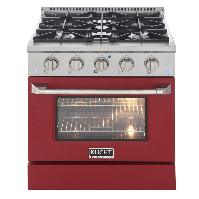 Kucht 30" Propane Range, Stainless Steel, Red Oven Door, KNG301/LP-R