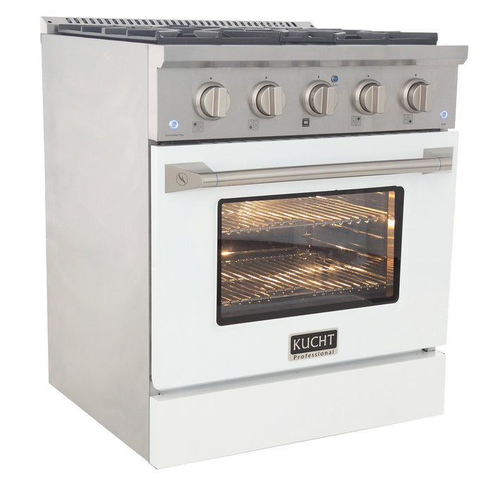 Kucht 30" Propane Range, Stainless Steel White Oven Door, KNG301/LP-W