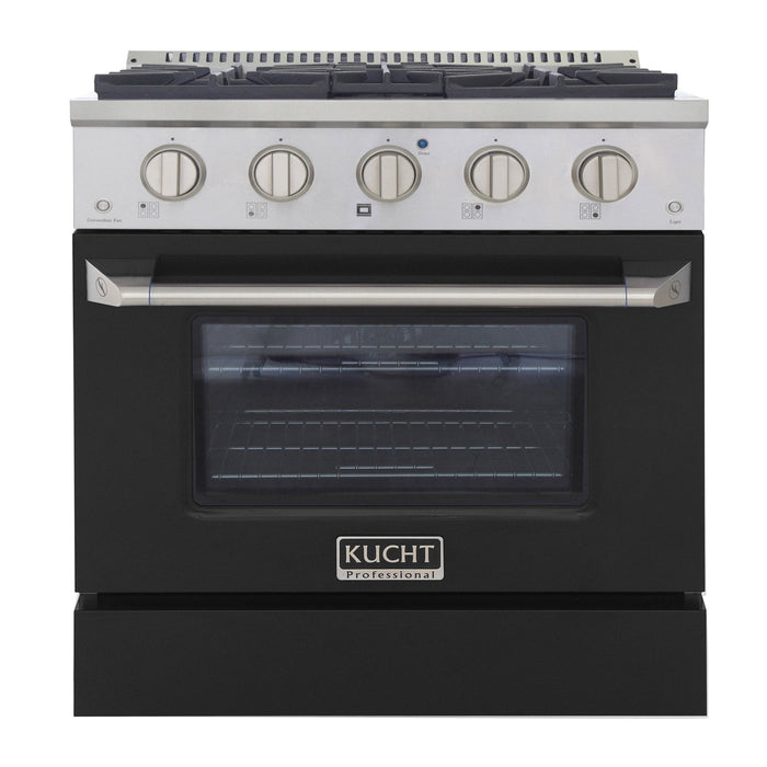 Kucht 30" Propane Range, Stainless Steel,Black Oven Door, KNG301/LP-K