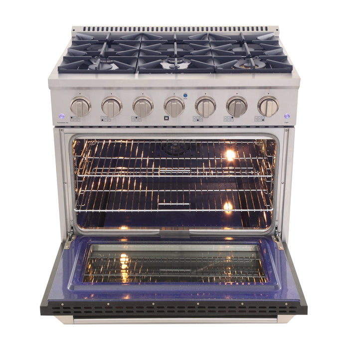 Kucht 36" Gas Range, Stainless Steel with Black Door, KNG361-K