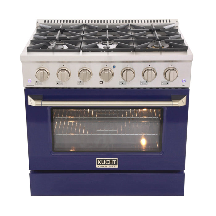 Kucht 36" Gas Range, Stainless Steel with Blue Oven Door, KNG361-B