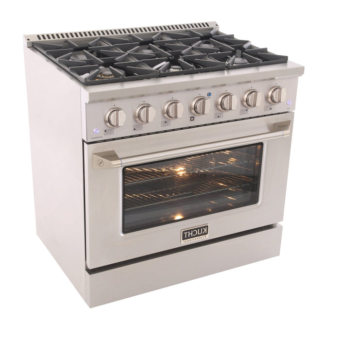 Kucht 36" Gas Range, Stainless Steel with Silver Oven Door, KNG361-S