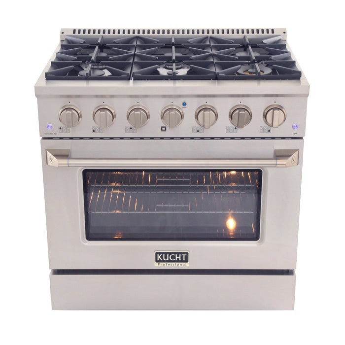 Kucht 36" Gas Range, Stainless Steel with Silver Oven Door, KNG361-S