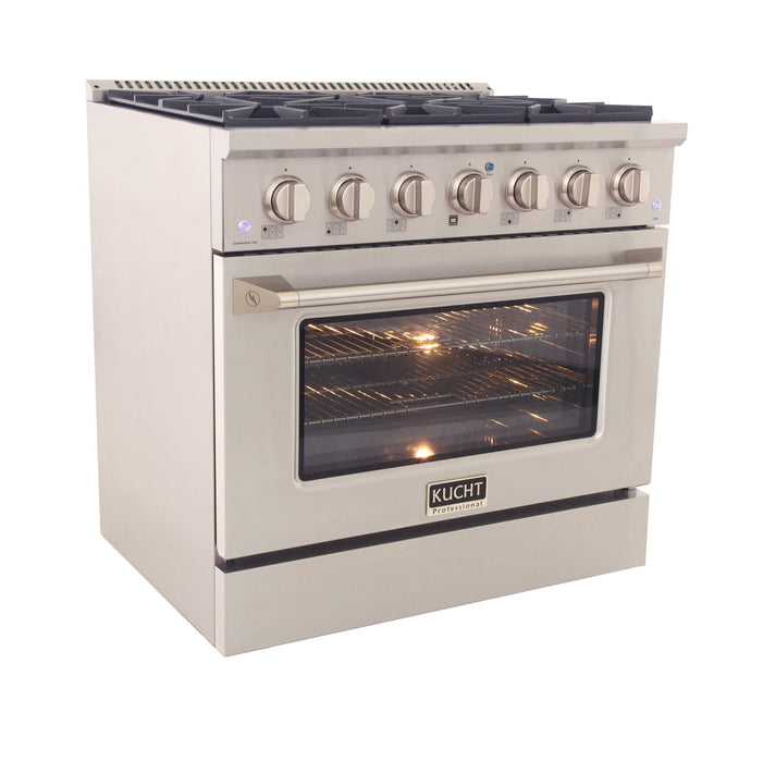 Kucht 36" Gas Range, Stainless Steel with Silver Oven Door, KNG361-S