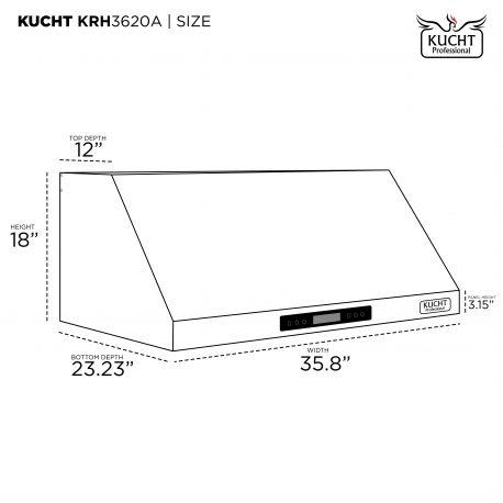 Kucht 36” Professional Stainless Steel, Under Cabinet Hood, KRH3620A