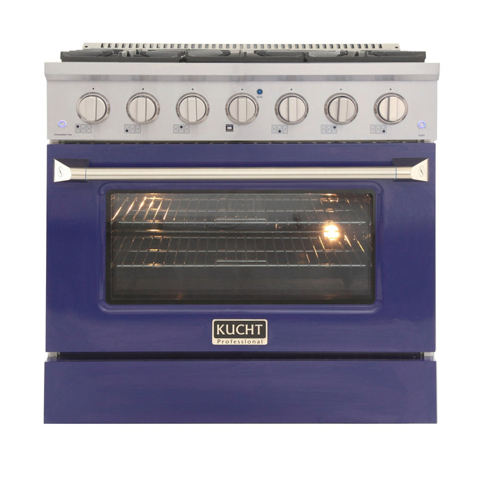 Kucht 36" Propane Range in Stainless Steel, Blue Door, KNG361/LP-B