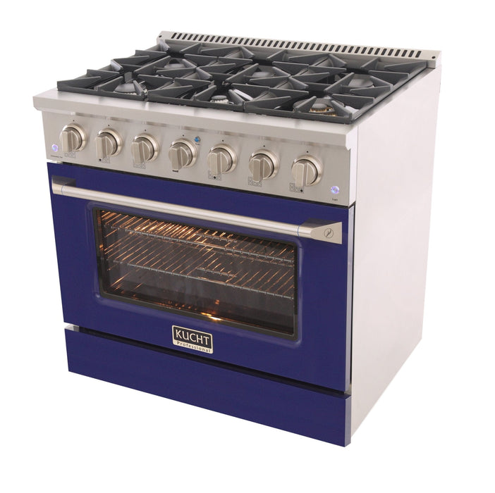 Kucht 36" Propane Range in Stainless Steel, Blue Door, KNG361/LP-B