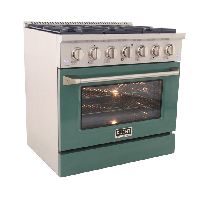 Kucht 36" Propane Range, in Stainless Steel, Green Door, KNG361/LP-G