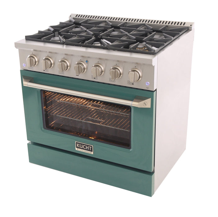 Kucht 36" Propane Range, in Stainless Steel, Green Door, KNG361/LP-G