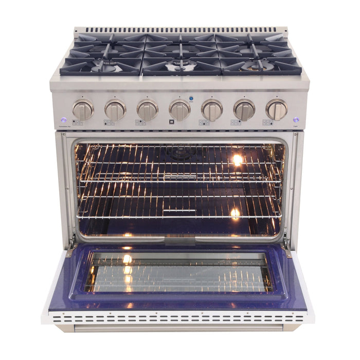 Kucht 36" Propane Range in Stainless Steel, White Door, KNG361/LP-W