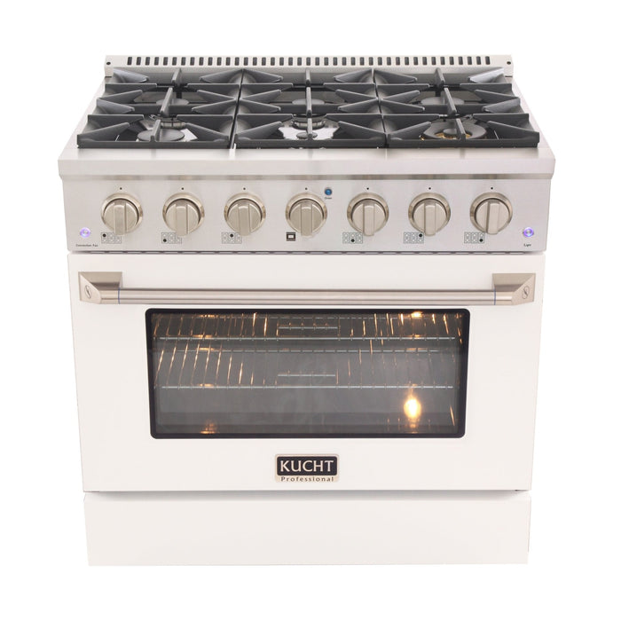Kucht 36" Propane Range in Stainless Steel, White Door, KNG361/LP-W