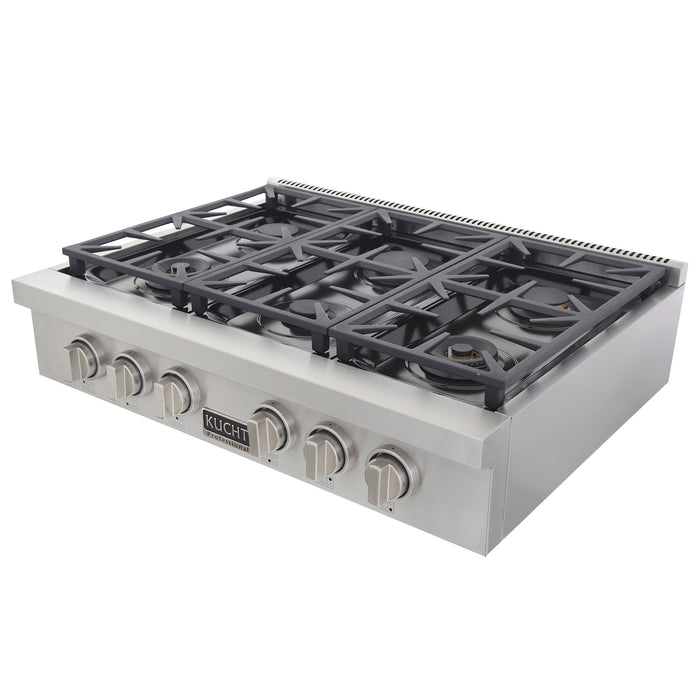 Kucht 36"  Stainless Propane Cooktop-KFX369T/LP-S