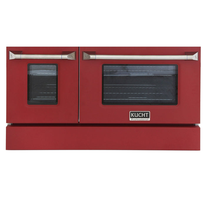 Kucht 48" Gas Range in Stainless Steel, Red Oven Doors, KNG481-R