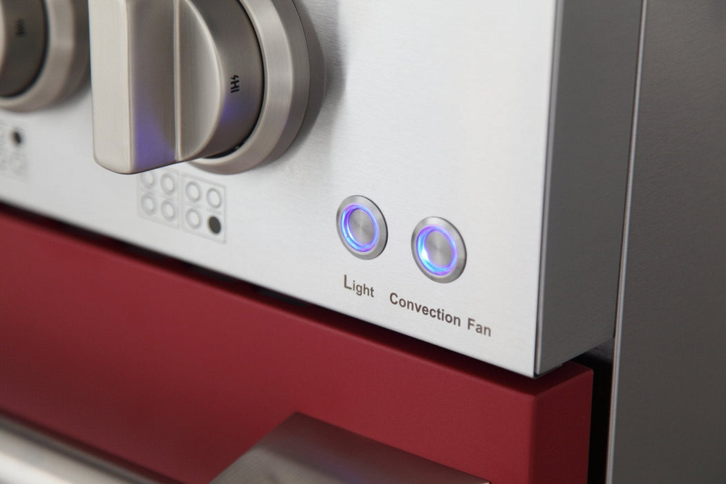 Kucht 48" Gas Range in Stainless Steel, Red Oven Doors, KNG481-R