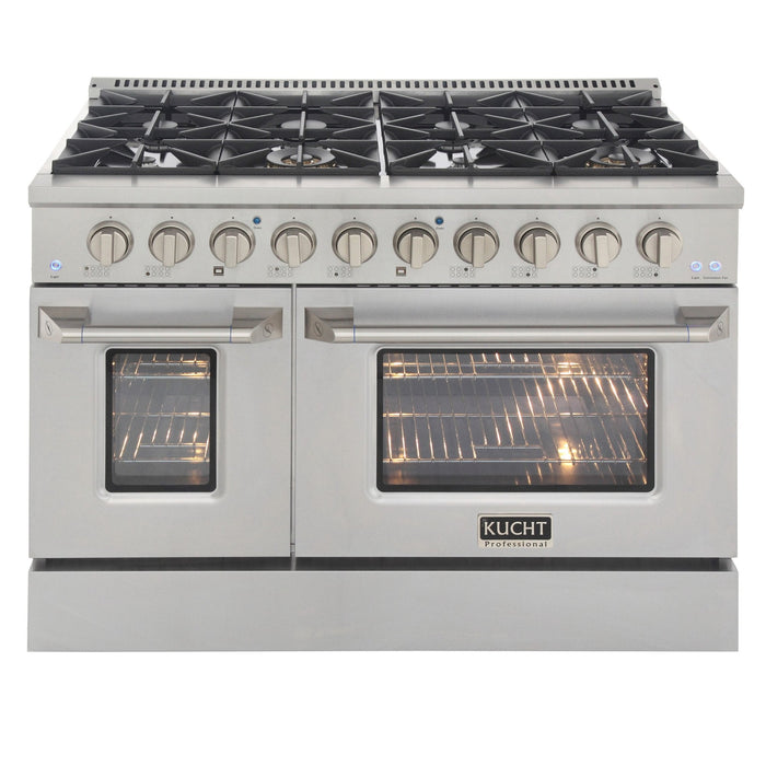 Kucht 48" Gas Range in Stainless Steel, Silver Oven Doors, KNG481-S