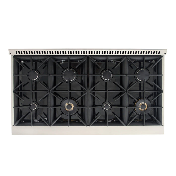 Kucht 48" Gas Range in Stainless Steel with Green Oven Doors, KNG481-G