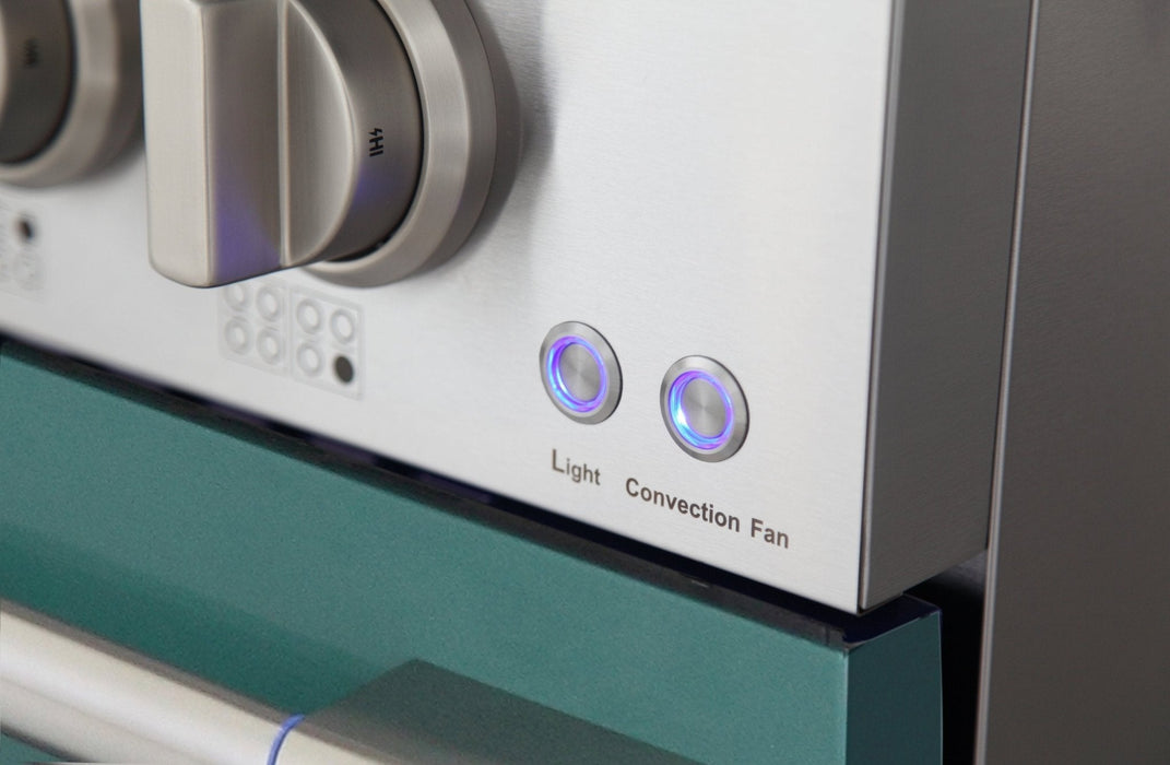 Kucht 48" Gas Range in Stainless Steel with Green Oven Doors, KNG481-G