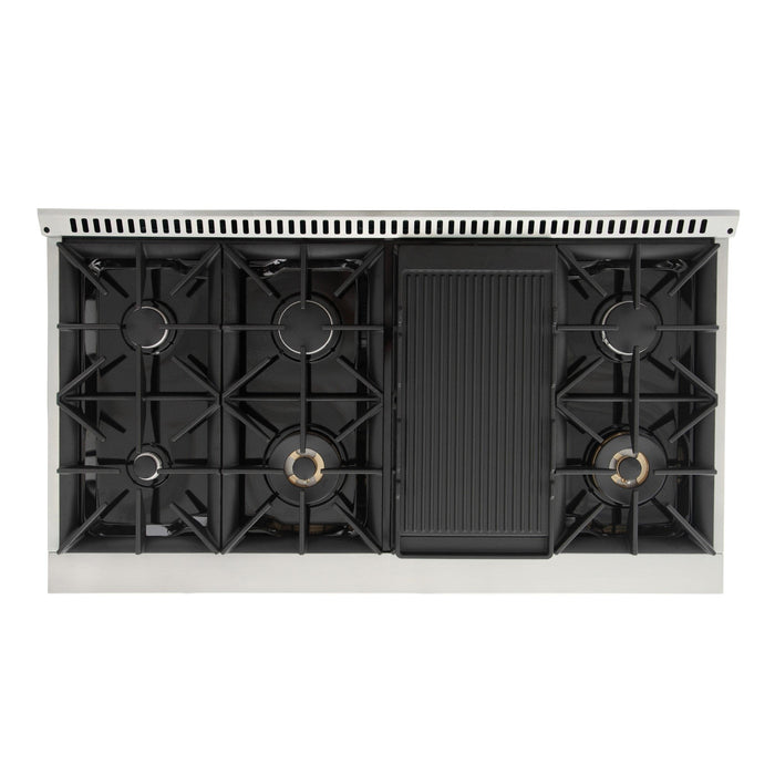 Kucht 48" Propane Range in Stainless Steel, Blue Doors, KNG481/LP-B