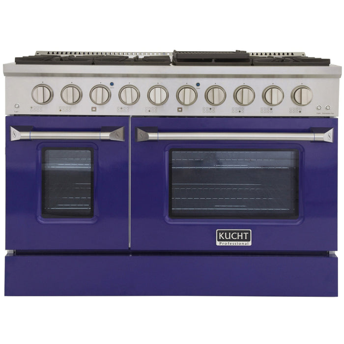 Kucht 48" Propane Range in Stainless Steel, Blue Doors, KNG481/LP-B