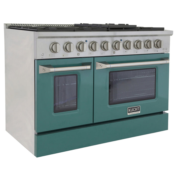 Kucht 48" Propane Range in Stainless Steel, Green Doors, KNG481/LP-G