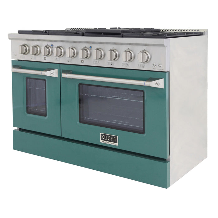 Kucht 48" Propane Range in Stainless Steel, Green Doors, KNG481/LP-G