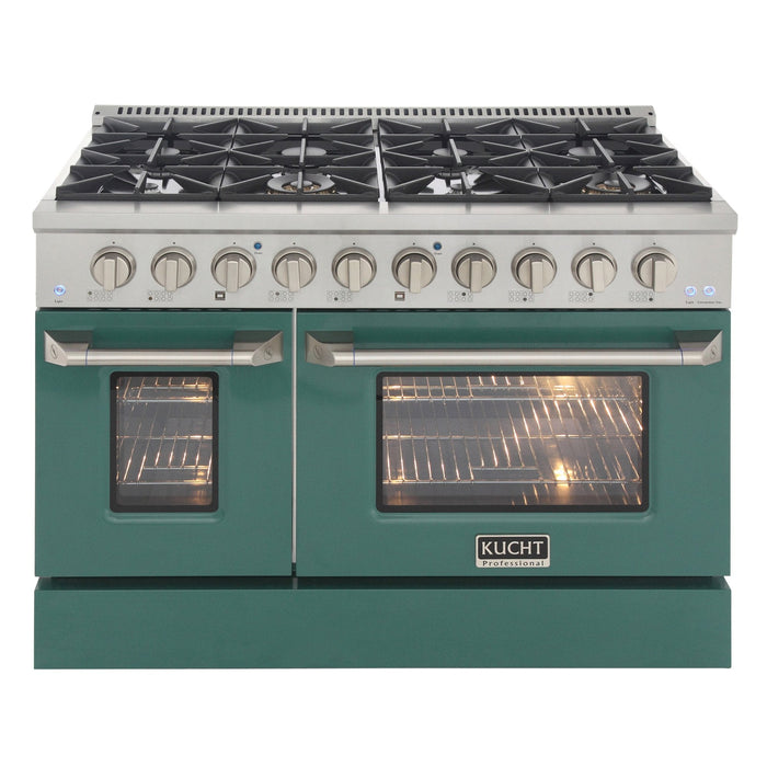 Kucht 48" Propane Range in Stainless Steel, Green Doors, KNG481/LP-G